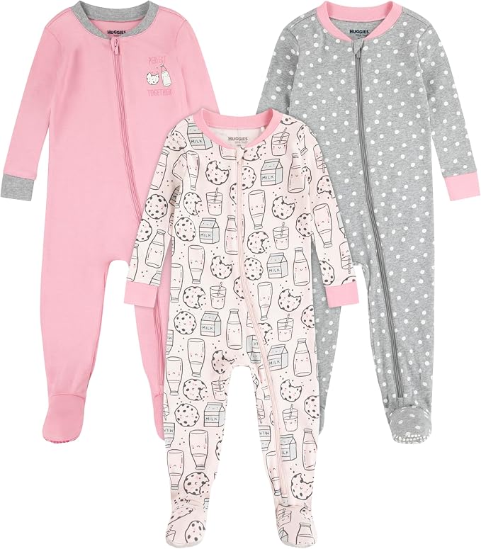 HUGGIES unisex-baby 3-pack Footed Coverall Pajamas by Huggies%C2%AE