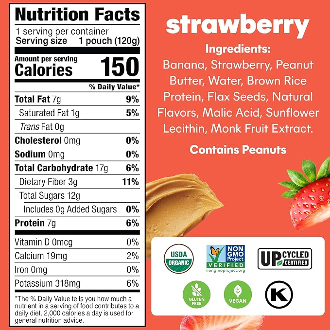 Noka Superfood Fruit & Nut Butter Smoothie Pouches, Healthy Snacks 12 Pack - Image 2