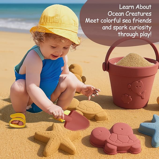 Silicone Beach Toys for Toddlers, Travel Friendly Sand Toys for Babies 6-12 - Image 4