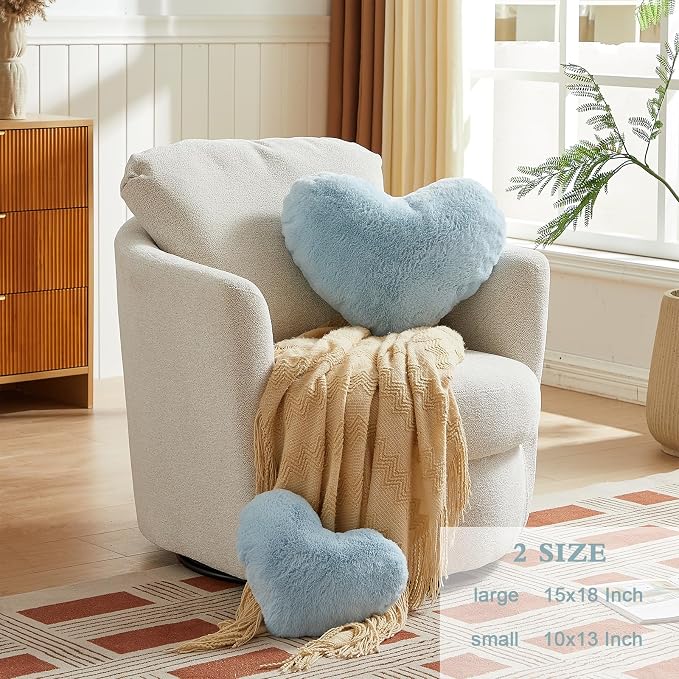 EastTree Heart Pillows, Light Blue Heart Shaped Pillows, Love Throw Pillows - Image 2