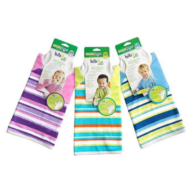 Kiddologic Bibit-all Baby Feeding Bib, Long Sleeves, Ribbed Cuffs, High Collar - Image 3