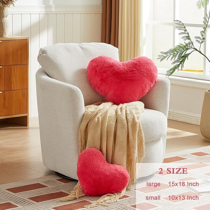 EastTree Heart Pillows, Carmine Heart Shaped Pillows, Ultra Soft Extra-Large - Image 2