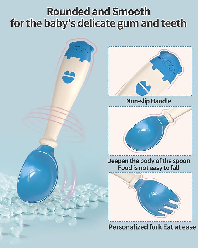 Deejoy Toddler Utensils with Travel Safe Case, Silicone Baby Spoons and Fork Set - Image 2