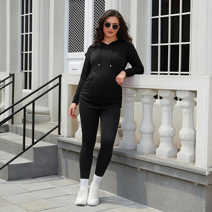 GINKANA Maternity Hoodie Long Sleeves Shirts Casual Maternity Top Pregnancy - Image 5