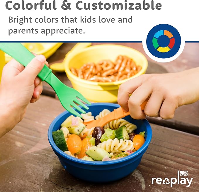 RE-PLAY Made in USA 8pk Toddler Feeding Utensils Spoon and Fork Set | Eco - Image 2