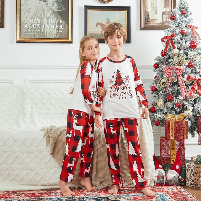 Awoscut Christmas Family Matching Pajamas Christmas Pjs Holiday Nightwear - Image 4