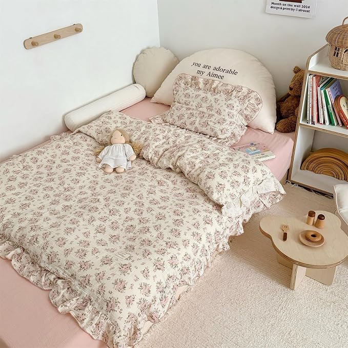 AOJIM Pink Floral Kids Toddler Pillowcase 1 Piece Super Soft Muslin Cotton - Image 7