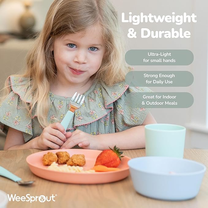 WeeSprout Bamboo Plates with Silicone Lids, Kid-Sized Dinnerware, Leftovers & - Image 6