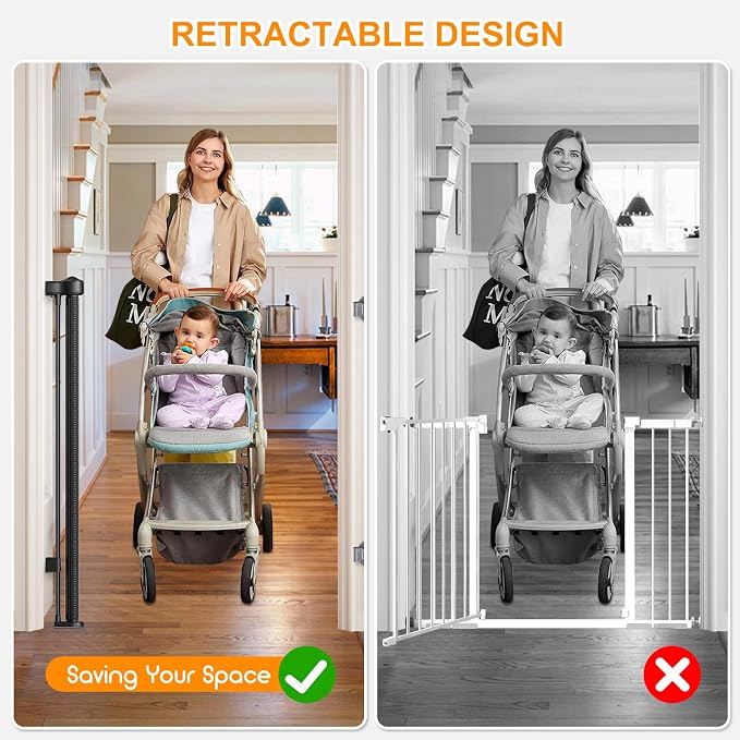 55 Inch Retractable Baby Gates Extra Wide, 41 Inch Reinforced Extra Tall Gate - Image 6