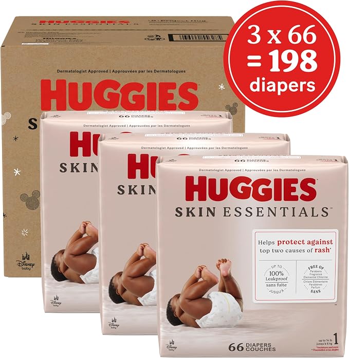 Huggies Size 1 Diapers, Skin Essentials Baby Diapers, Size 1 - Image 2