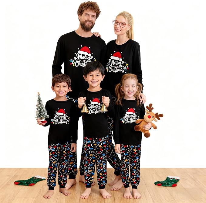 Awoscut Christmas Family Matching Pajamas Christmas Pjs Holiday Nightwear - Image 4