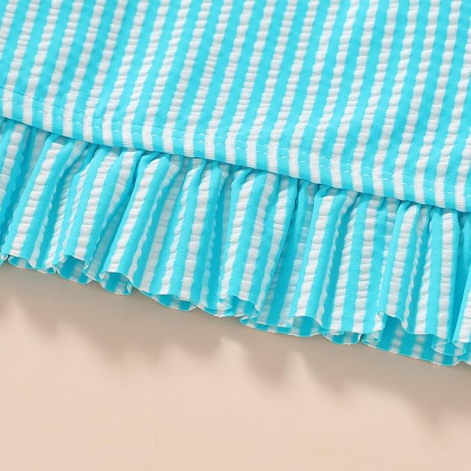 YOUNGER TREE Toddler Girls Two Pieces Swimsuit Color Block Stripe Swimwear - Image 6