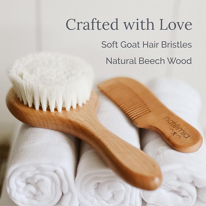 Natemia Wooden Baby Hair Brush | Natural Soft Bristles - Image 3