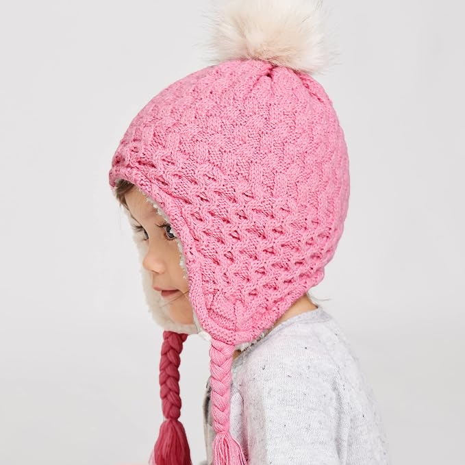 LANGZHEN Toddler Kids Infant Winter Hat, Earflap Knit Warm Cap Fleece Lined - Image 5