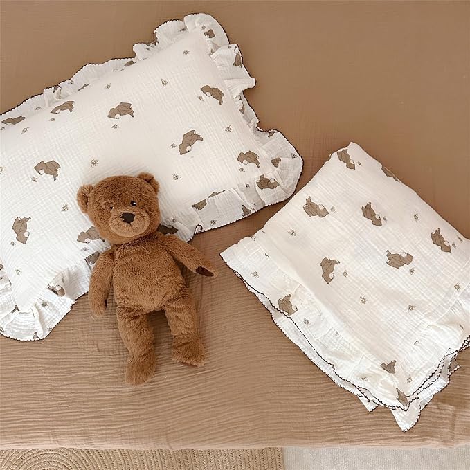 AOJIM Cute Cartoon Pattern Muslin Toddler Kids Pillow Case Super Soft Cotton - Image 5