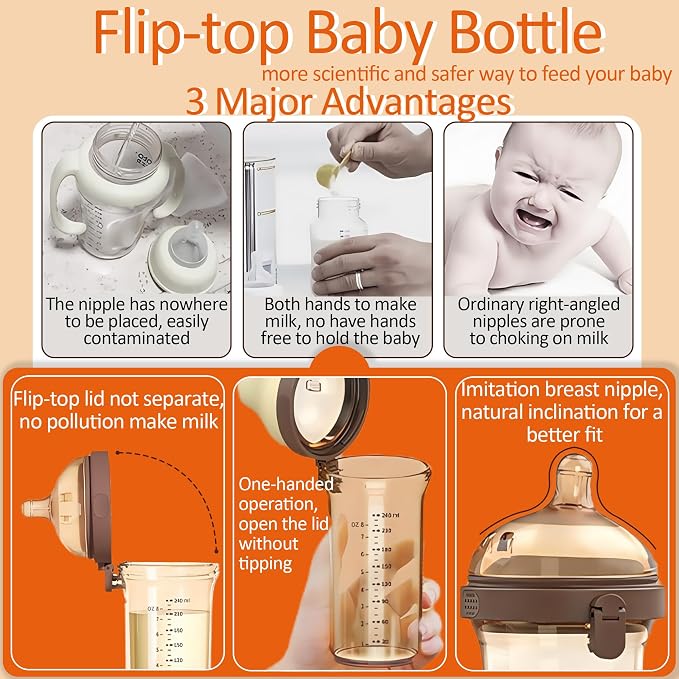 PPSU Baby Bottle, Bottles for Breastfed Babies, Flip-top Anti-Colic Baby - Image 7