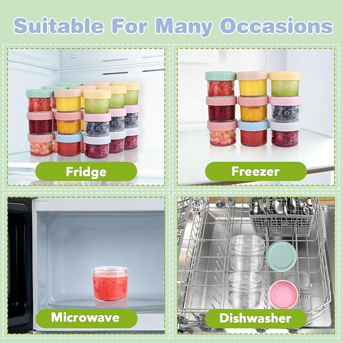 5 Pack Glass Baby Food Storage Containers, 4 oz Leakproof Baby Food Jars - Image 6