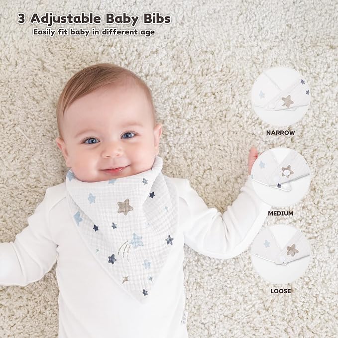 Susurration Muslin Baby Bibs 10Pack Bandana Drool Bibs Soft Adjustable Newborn - Image 3