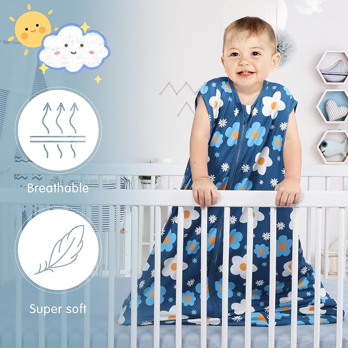 3 Pack Baby Sleep Sack 100% Rayon Cotton Baby Sleeping Bag 2-Way Zipper Toddler - Image 4