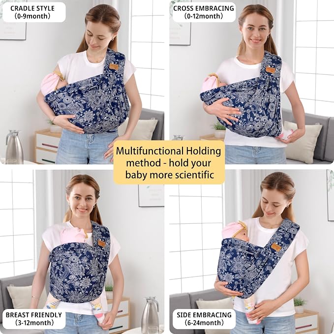 Baby Sling Carrier Newborn, Adjustable Easy Wearing Baby Nursing Warp Sling - Image 5