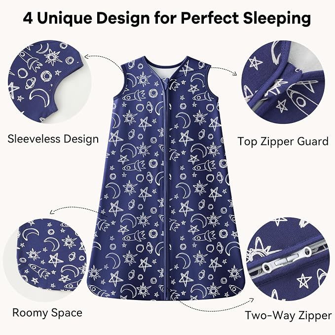 Baby Sleep Sack 0-6 Months 1.0 Tog Baby Wearable Blanket 100% Cotton Sleeping - Image 3