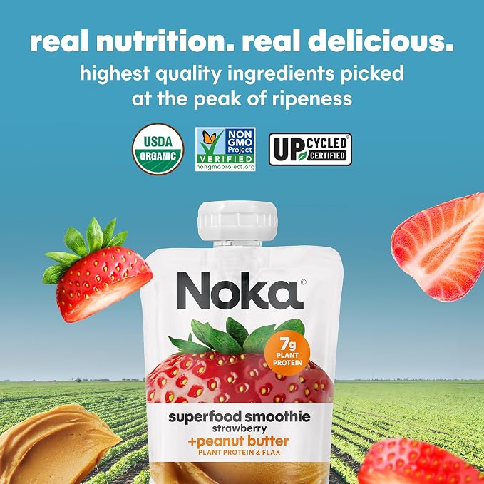 Noka Superfood Fruit & Nut Butter Smoothie Pouches, Healthy Snacks 12 Pack - Image 7