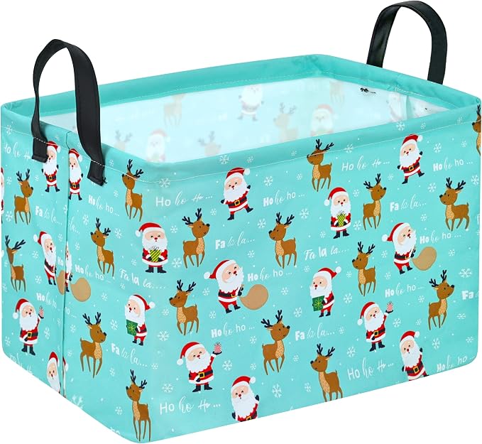 Rectangle Basket, Kids Organizer, Santa Deer Pattern Toy Storage Cube, Clothes by Unknown
