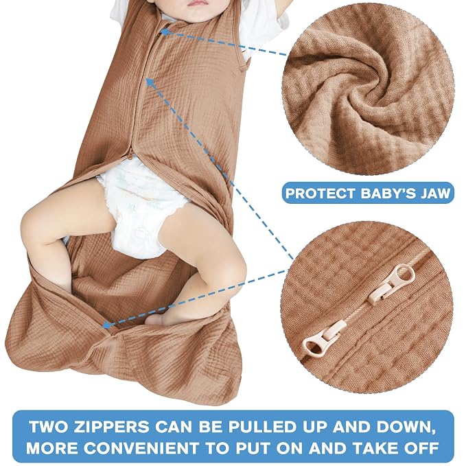 2 Pack Baby Sleep Sack 0-24 Months Baby Sleeping Bag 2-Way Zipper Toddler - Image 4