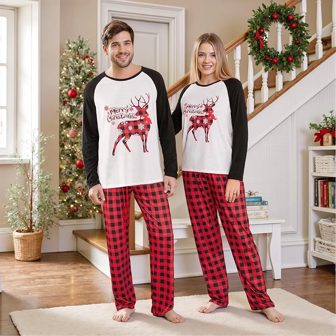Awoscut Christmas Family Matching Pajamas Christmas Pjs Holiday Nightwear - Image 3