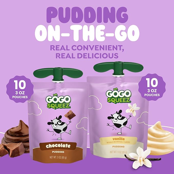 GoGo squeeZ PuddingZ Variety Pack, On-the-Go Chocolate and Vanilla Pudding - Image 4