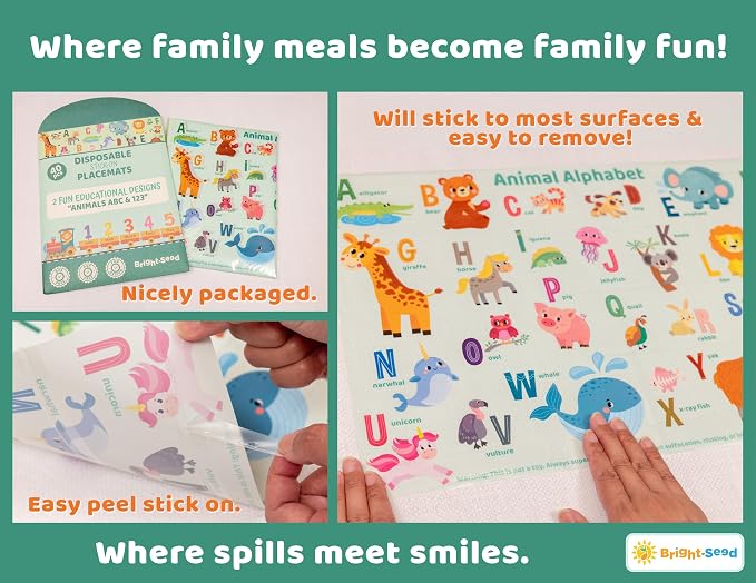 Disposable Placemats for Baby, Toddlers and Kids, 40 Disposable Baby Placemats - Image 5