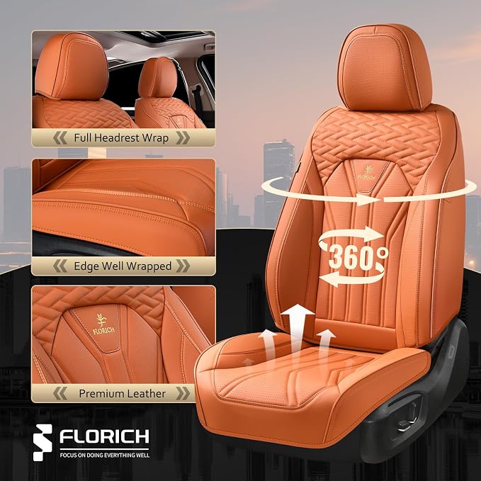 FLORICH Car Seat Covers Full Set, Leather Seat Covers - Image 5