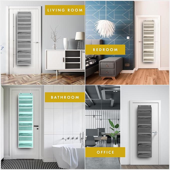HOMELUX THEORY 1 PC Heavy Duty Over the Door Organizer 55x14x6.7, 6 Large Front - Image 7