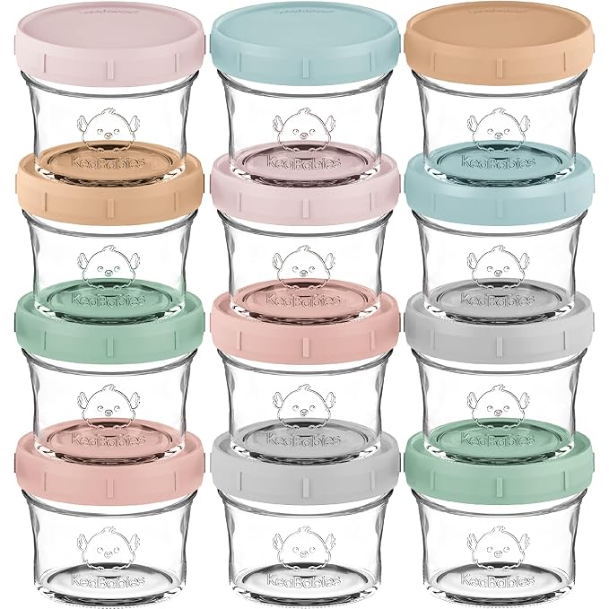 KeaBabies 12pk 4oz Glass Baby Food Containers by KeaBabies