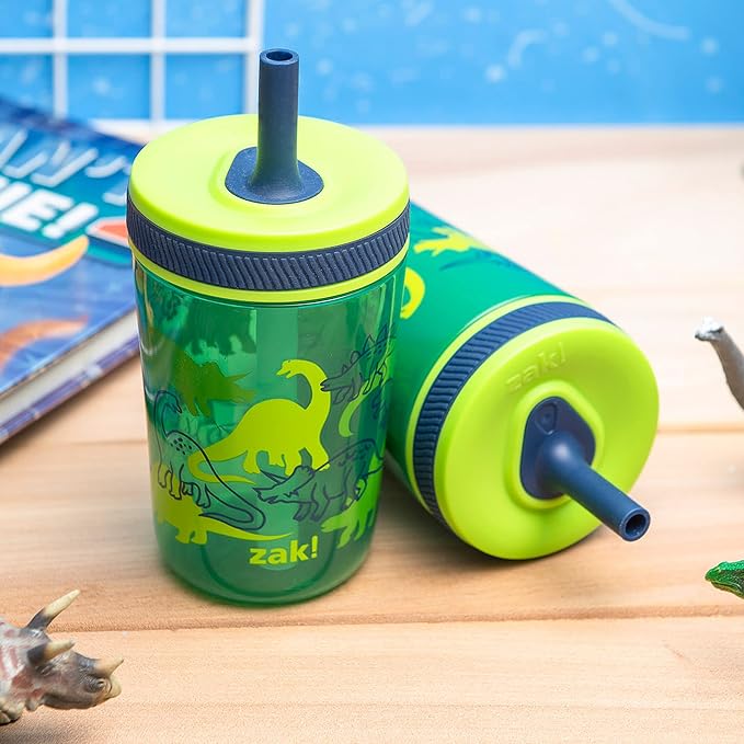 Zak Designs Dino Camo Kelso Tumbler 3pc Set, Leak-Proof Screw-On Lid - Image 3