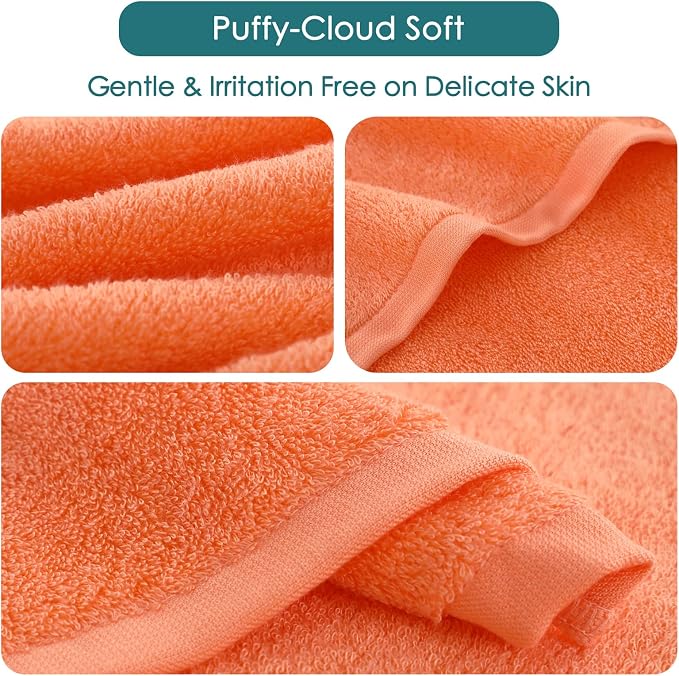 Baby Washcloths 6 Pack, 10x10 inch Orange Small Wash Cloths - Image 9
