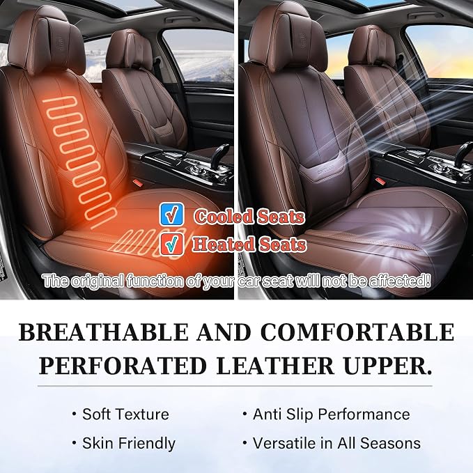 Coverado Front and Back Seat Covers 5 Pieces, Waterproof Nappa Leather Auto - Image 7