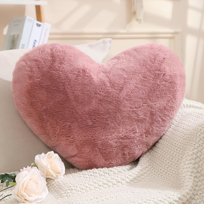 EastTree Heart Pillows, Bean Paste Pink Heart Shaped Pillows, Ultra Soft by EastTreeHomeGuide