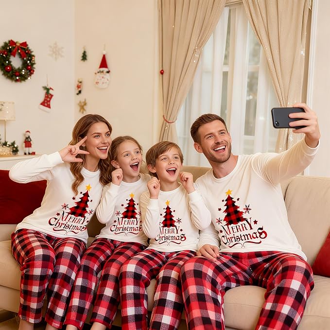 Awoscut Christmas Family Matching Pajamas Christmas Pjs Holiday Nightwear - Image 2
