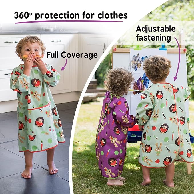 Tidy Tot - Long Baby Bib - Mess Proof Long Sleeve Feeding Smock - Waterproof Bib - Image 3