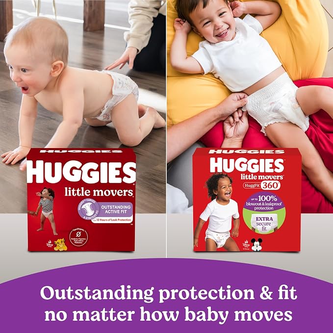 Huggies Size 4 Baby Diapers, Little Movers HuggFit 360° Baby Diapers - Image 9