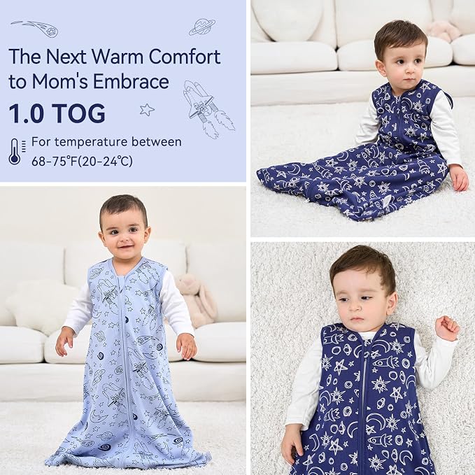 Baby Sleep Sack 0-6 Months 1.0 Tog Baby Wearable Blanket 100% Cotton Sleeping - Image 6