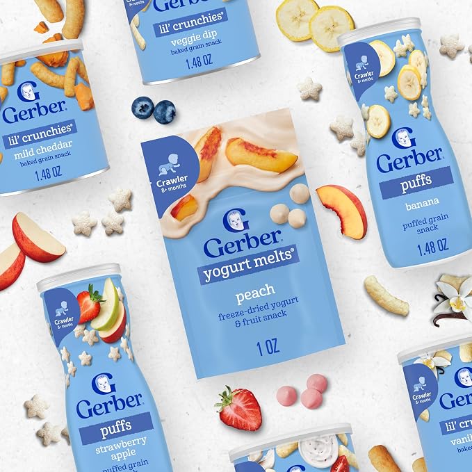 Gerber Stage 3 Baby Food Snacks, Strawberry, Banana Vanilla Yogurt Melts - Image 9