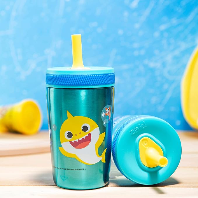 Zak Designs Baby Shark Kelso Tumbler Set, Leak-Proof Screw-On Lid - Image 7