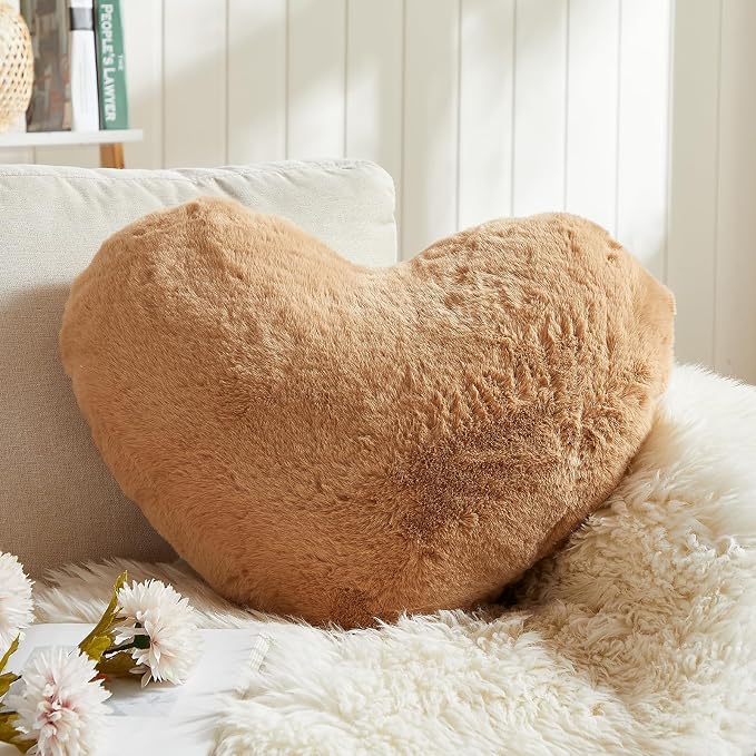 EastTree Heart Pillows, Khaki Heart Shaped Pillows, Love Throw Pillows Gifts by EastTreeHomeGuide