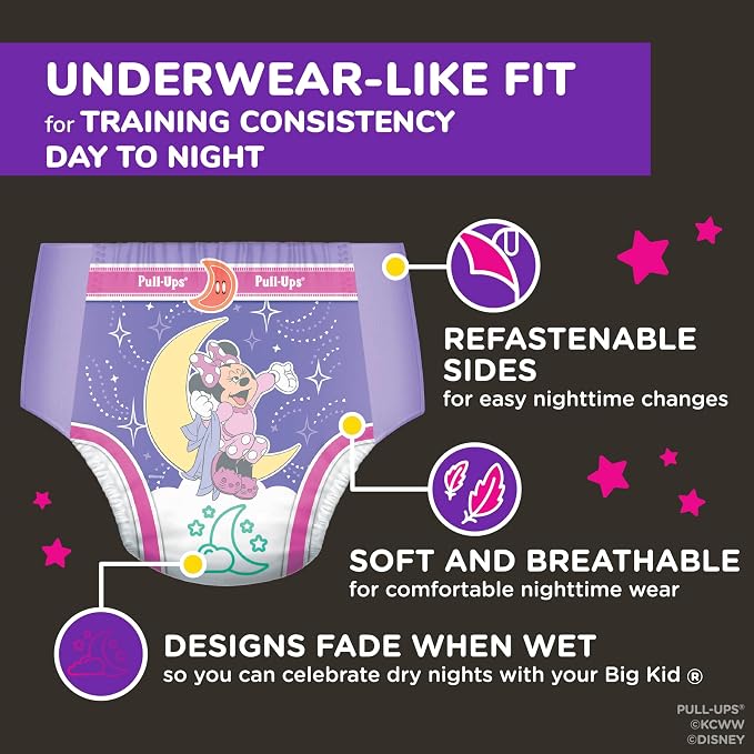 Pull-Ups Girls' Night-Time Potty Training Pants, Size 3T-4T Overnight Training - Image 4