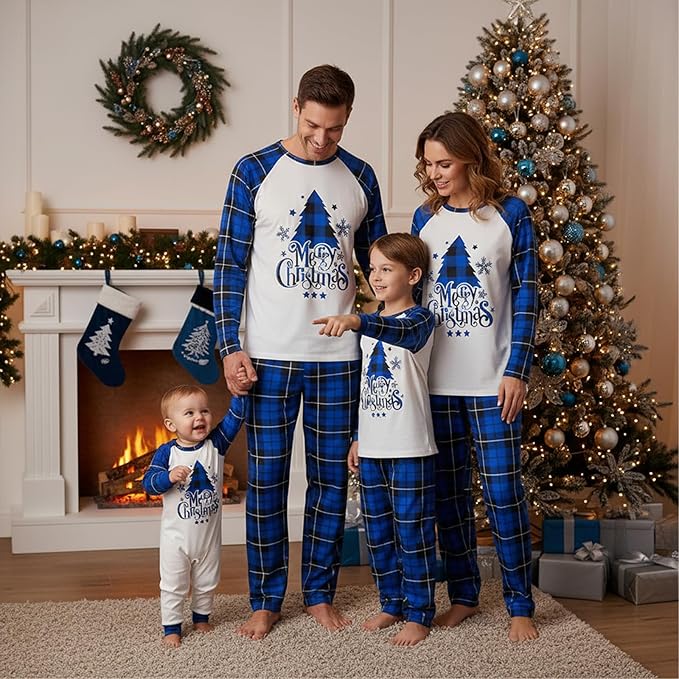 Awoscut Christmas Family Matching Pajamas Christmas Pjs Holiday Nightwear - Image 4