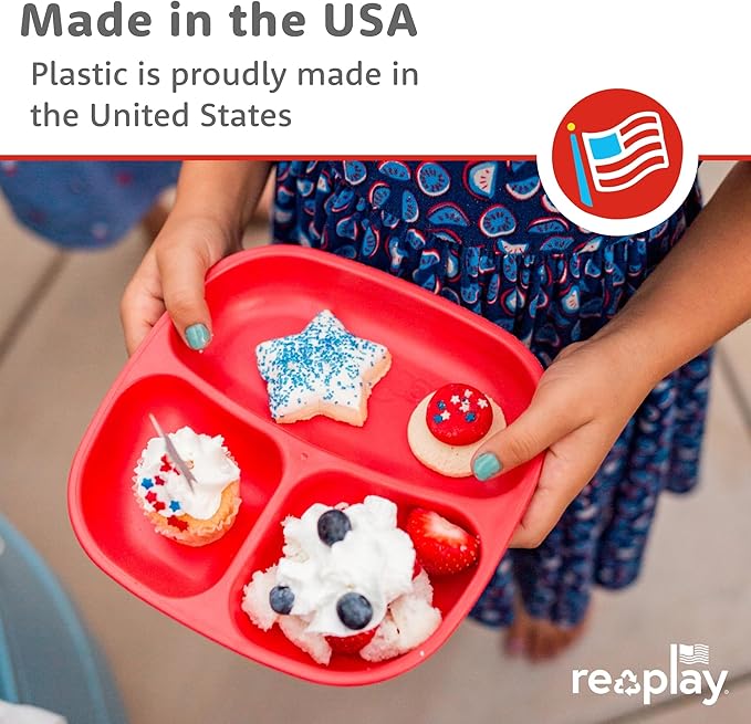 Re-Play Toddler Plates with Dividers & Silicone Lid - Image 3