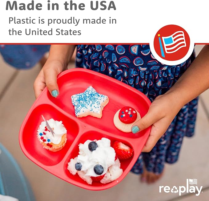 Re-Play Toddler Plates with Dividers & Silicone Lid - Image 3