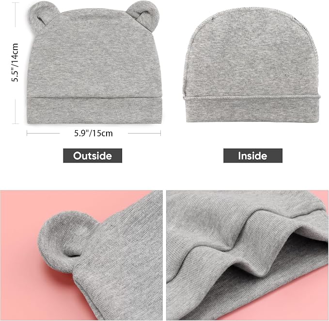 DRESHOW BQUBO 6 Pack Baby Hats for Boys Girls Unisex Baby Hat Soft Knit Cap - Image 6